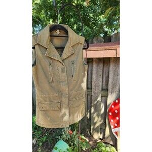 Willow & Clay Women Size XS Military Utility Vest Green Zip Button Front